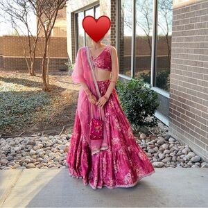 Elegant Pink Floral Women's Lehenga
